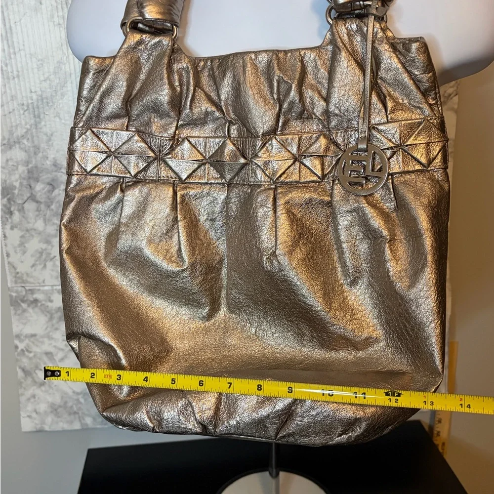 Elliott Lucca Metallic‎ Gold/Silver Large Shoulder Bag/Magnetic Closure
